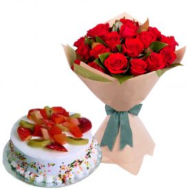 Roses with Fruit Cake
